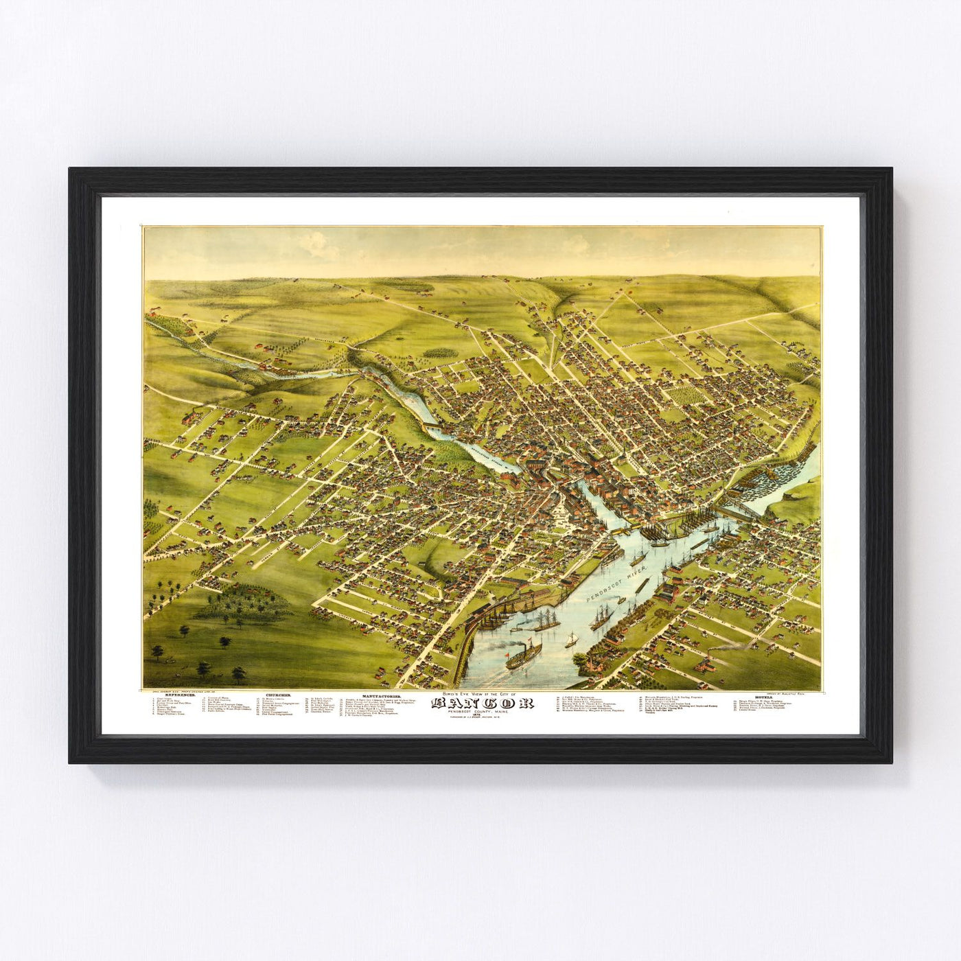 Bangor Vintage Map 1875