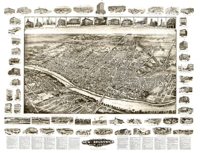Size comparison using Vintage Map of New Brunswick, New Jersey 1910