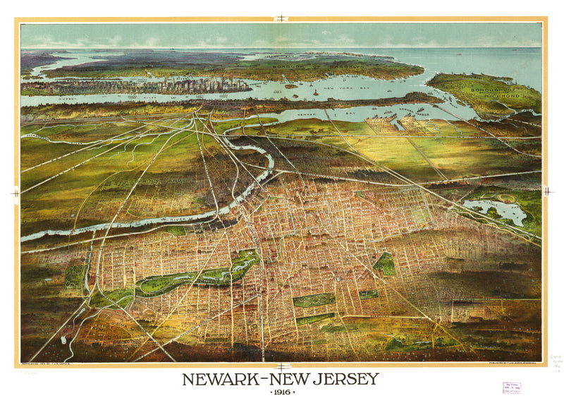Size comparison using Vintage Map of Newark, New Jersey 1916