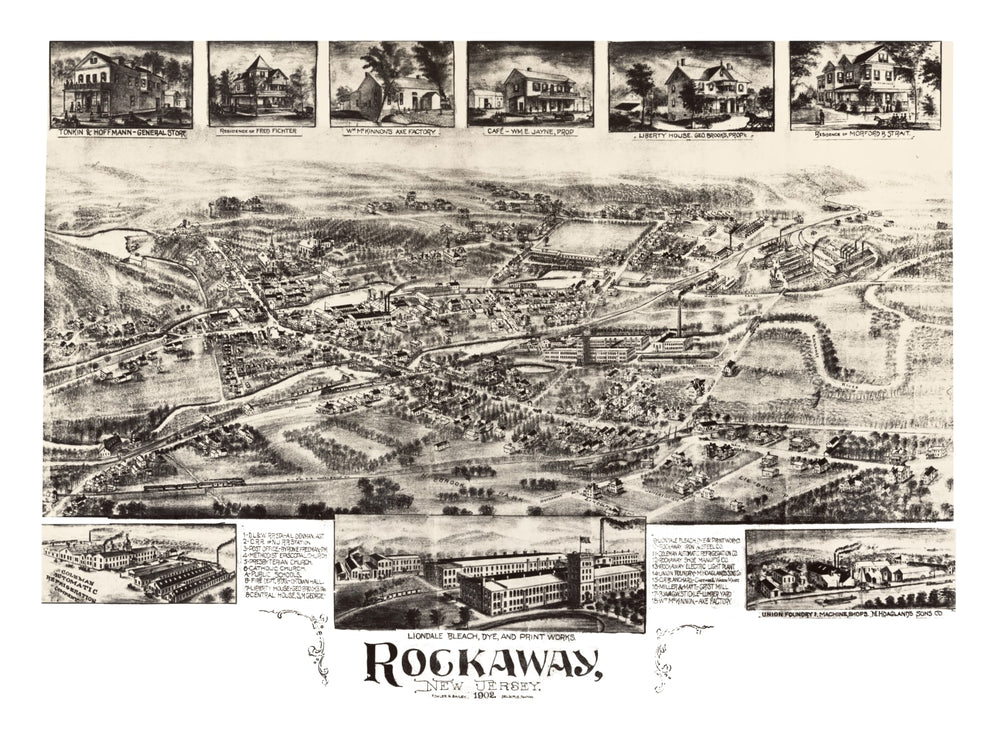 Vintage Map of Rockaway, New Jersey 1902 print style example