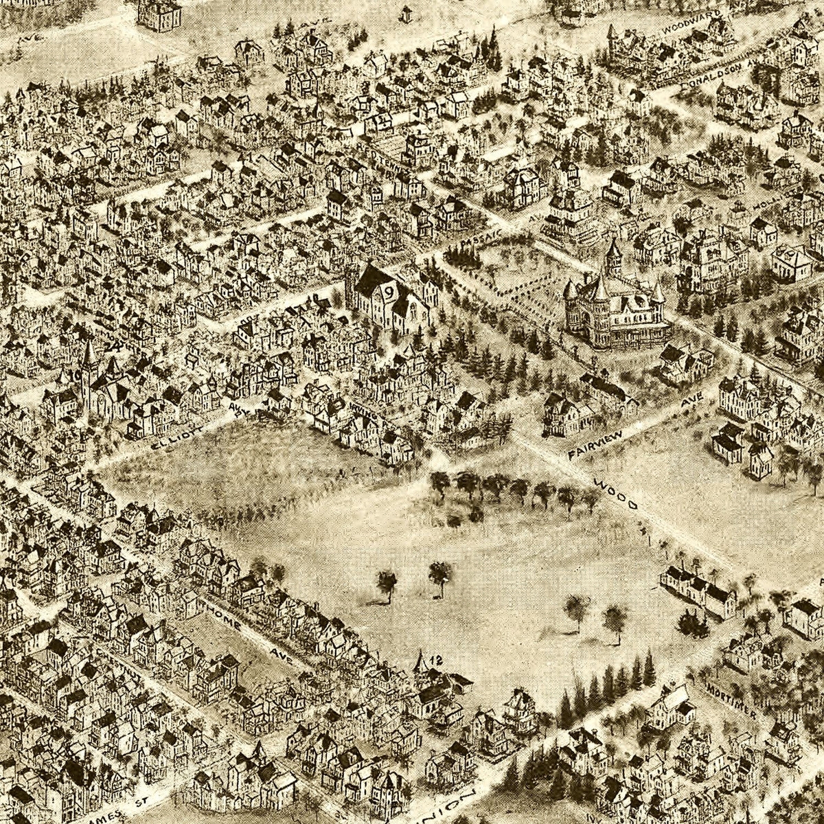 Restored historic details from the 1904 city map of Rutherford, New Jersey