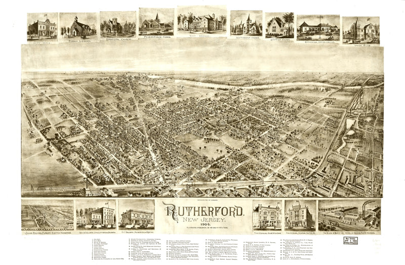 Size comparison using Vintage Map of Rutherford, New Jersey 1904