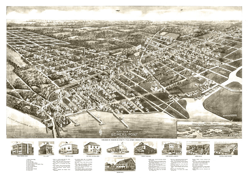 Size comparison using Vintage Map of Somers Point, New Jersey 1925