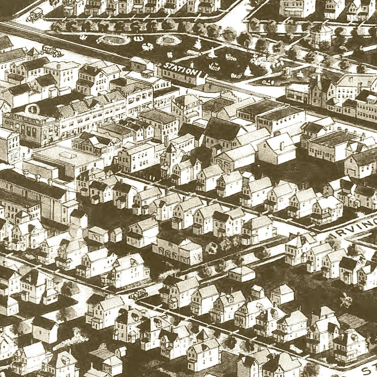 Restored historic details from the 1924 city map of Westwood, New Jersey