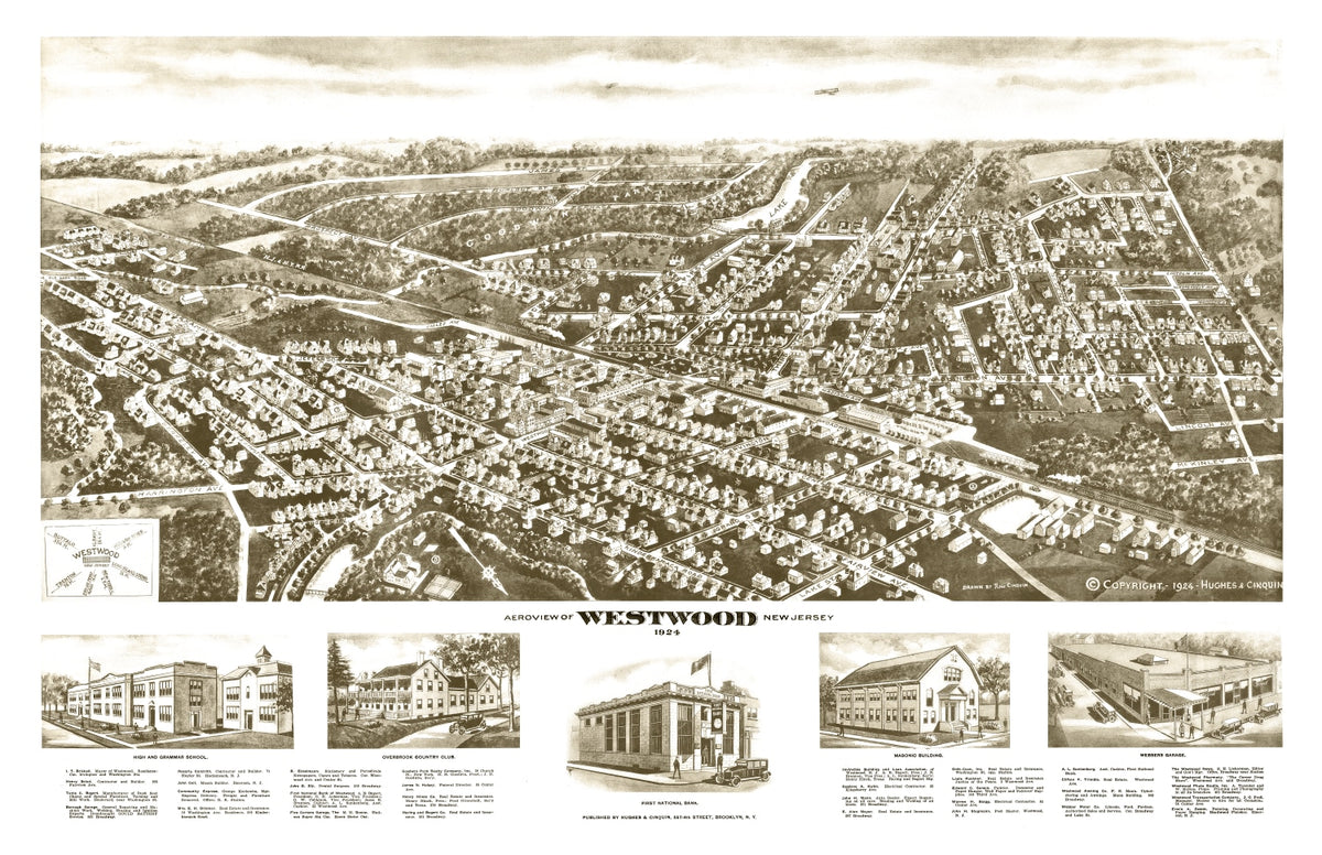 Preview of Vintage Map of Westwood, New Jersey 1924
