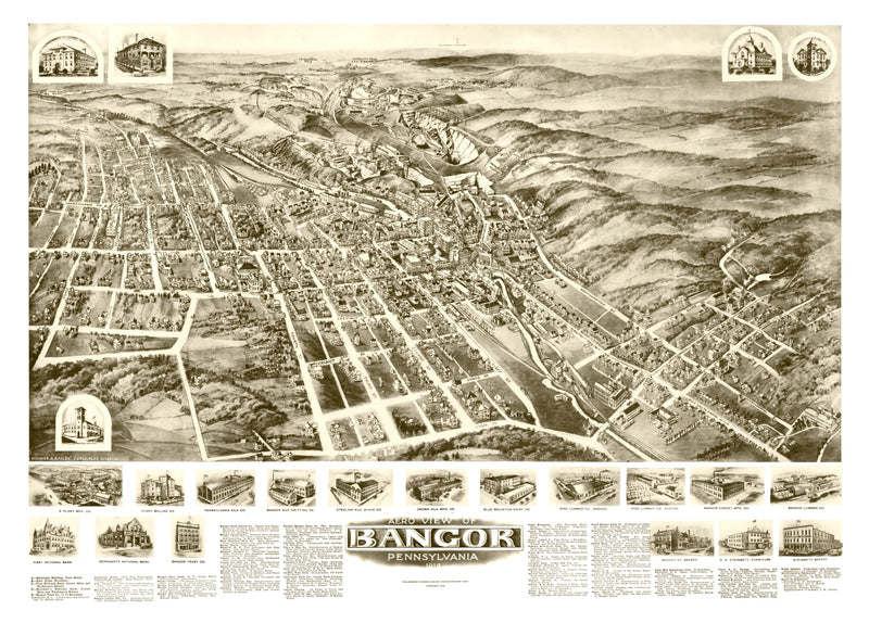 Size comparison using Vintage Map of Bangor, Pennsylvania 1918