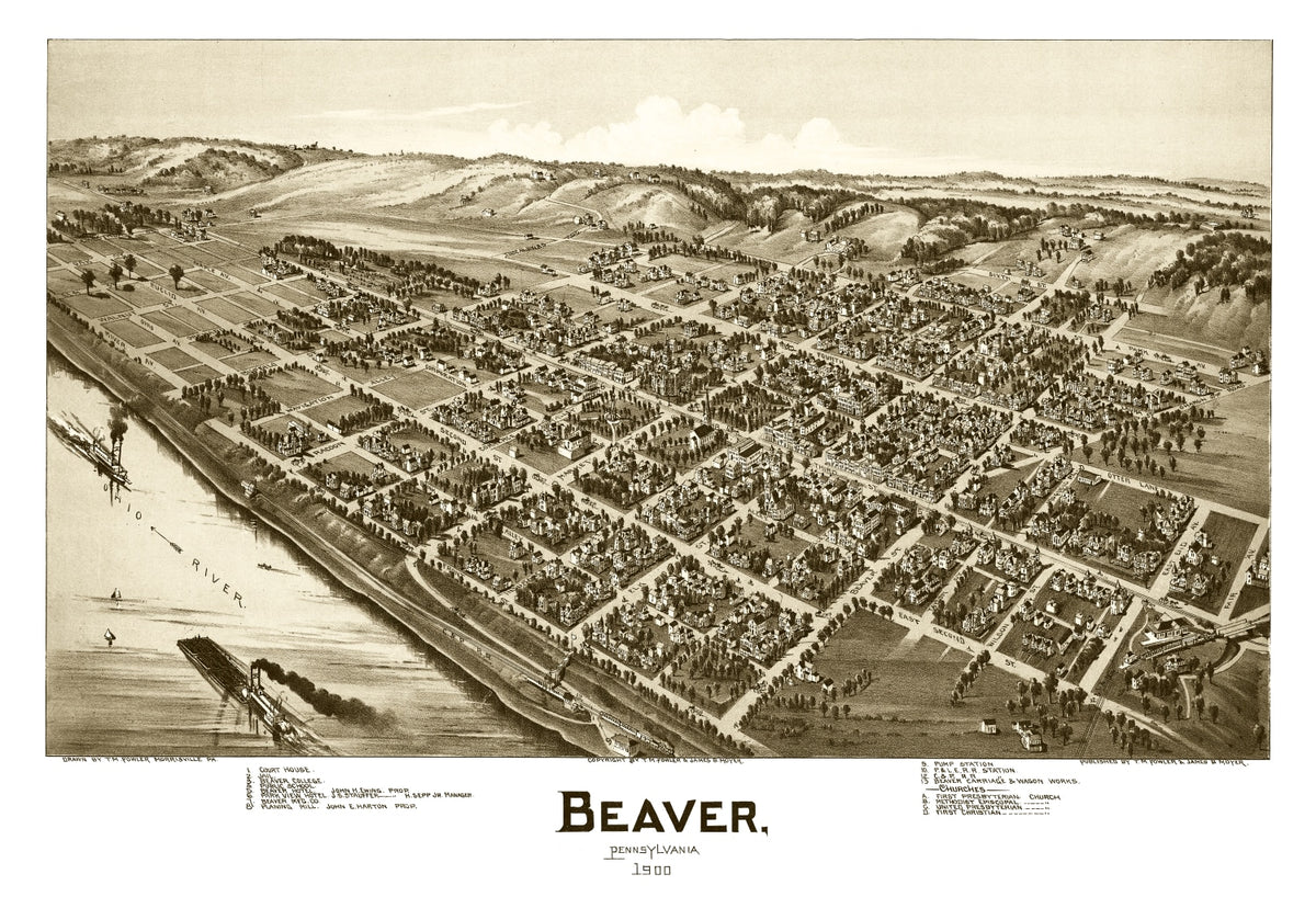 Preview of Vintage Map of Beaver, Pennsylvania 1900