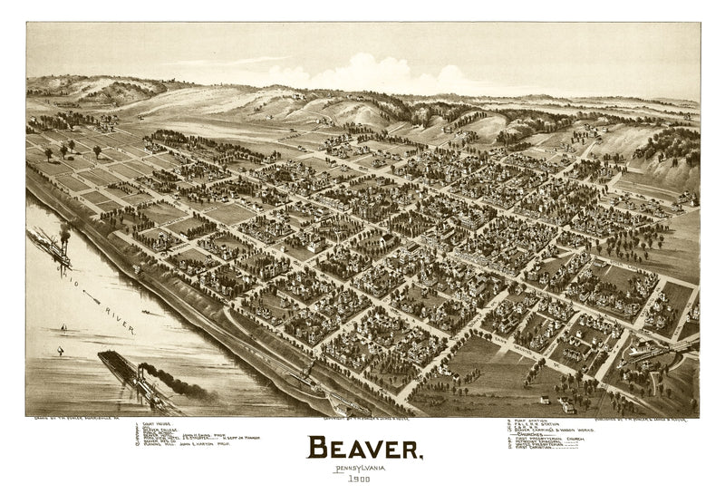 Size comparison using Vintage Map of Beaver, Pennsylvania 1900