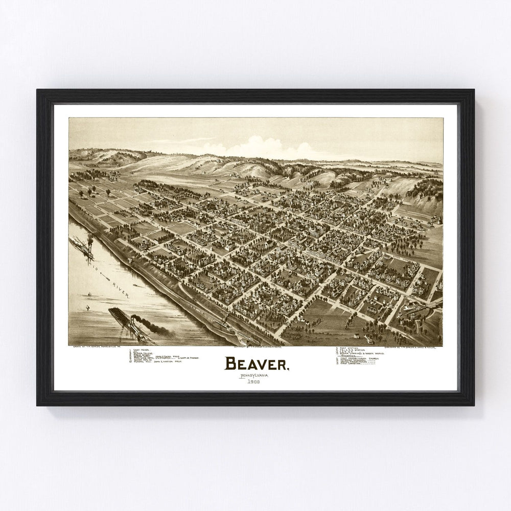 Beaver Vintage Map 1900