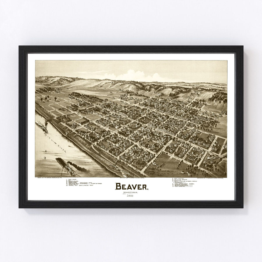 Beaver Vintage Map 1900