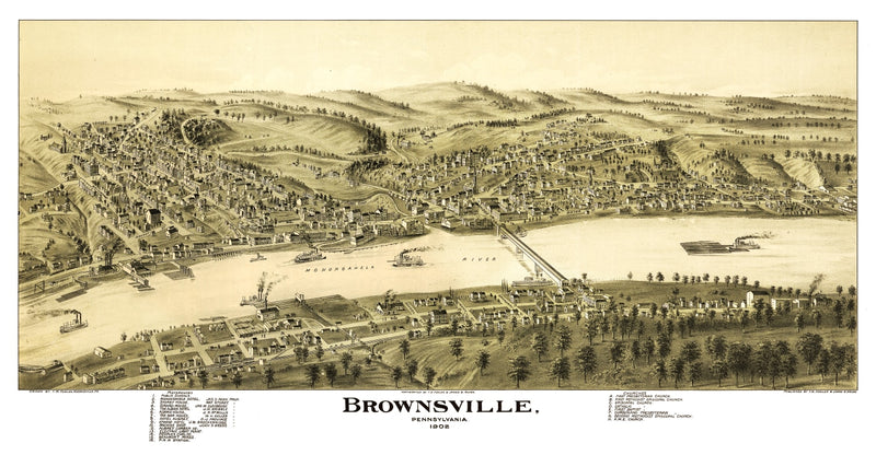 Size comparison using Vintage Map of Brownsville, Pennsylvania 1902