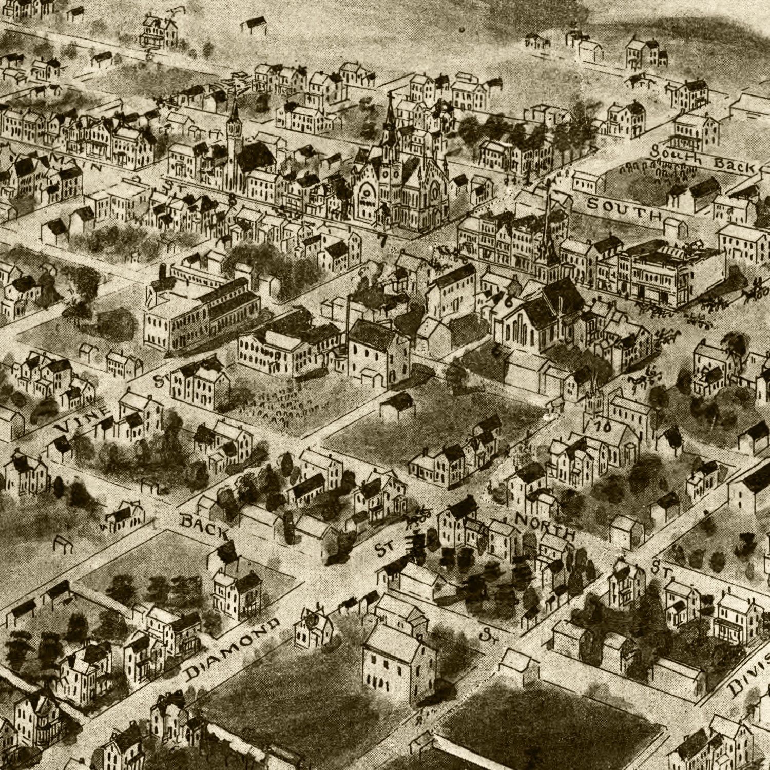 Restored historic details from the 1905 city map of Berlin, Pennsylvania
