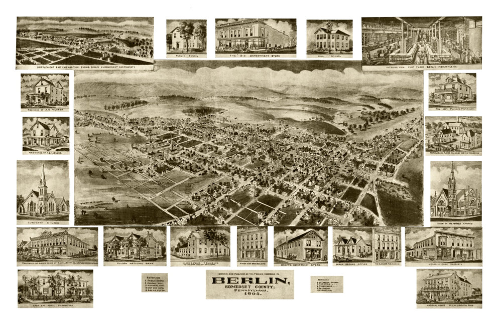 Vintage Map of Berlin, Pennsylvania 1905 print style example