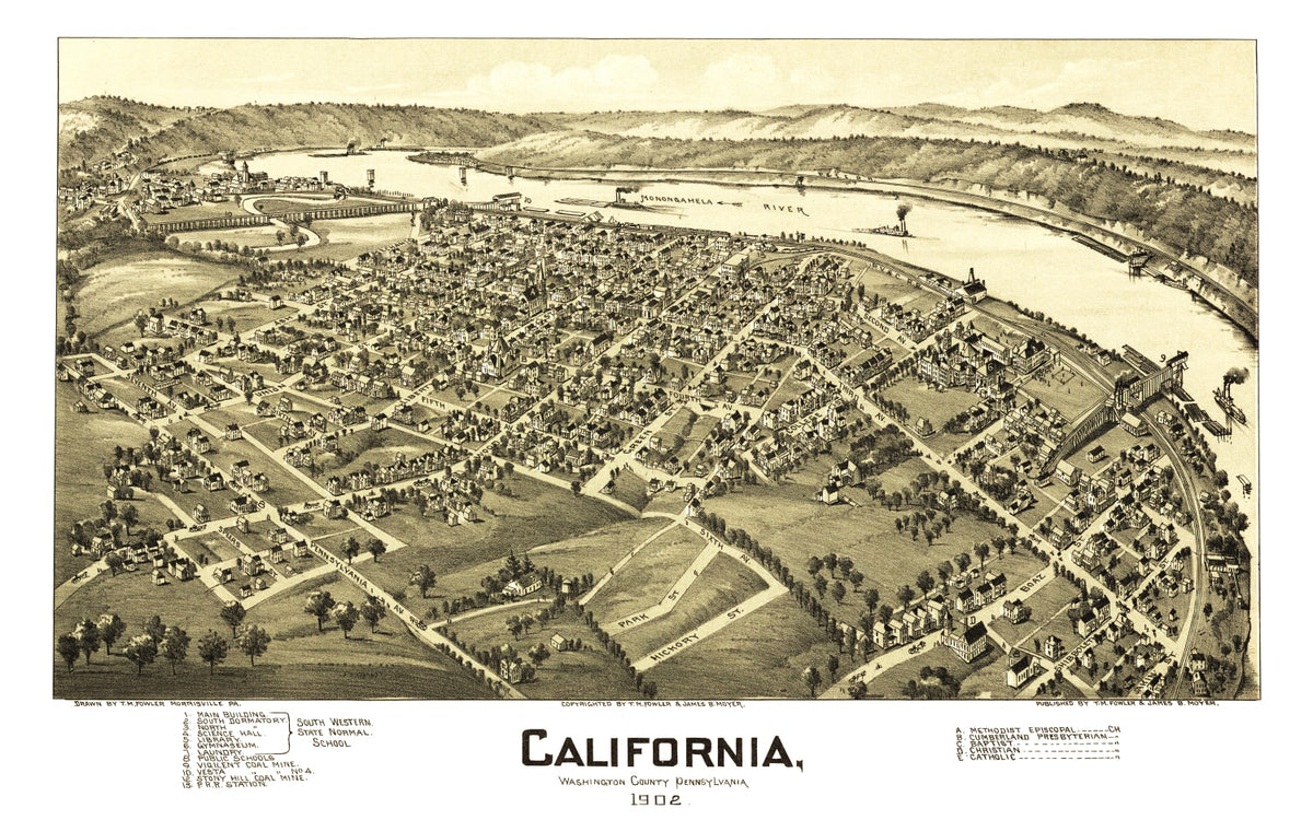 Preview of Vintage Map of California, Pennsylvania 1902