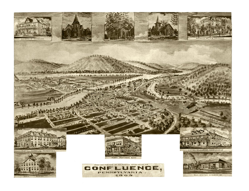 Size comparison using Vintage Map of Confluence, Pennsylvania 1905