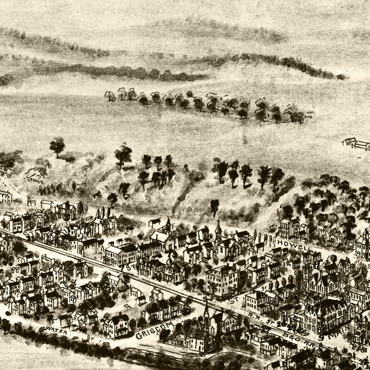 Restored historic details from the 1902 city map of Dawson, Pennsylvania