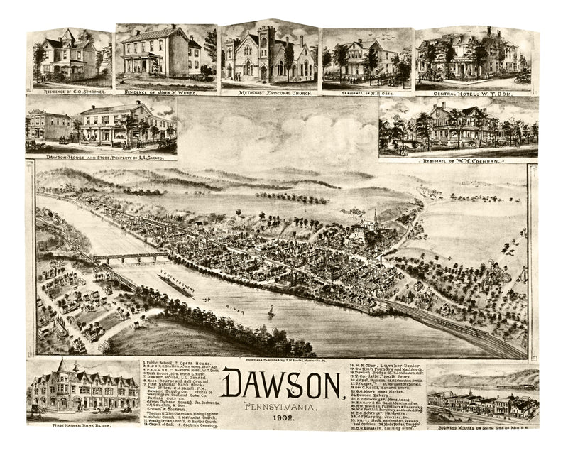 Size comparison using Vintage Map of Dawson, Pennsylvania 1902