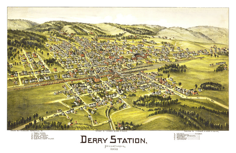 Size comparison using Vintage Map of Derry Station, Pennsylvania 1900