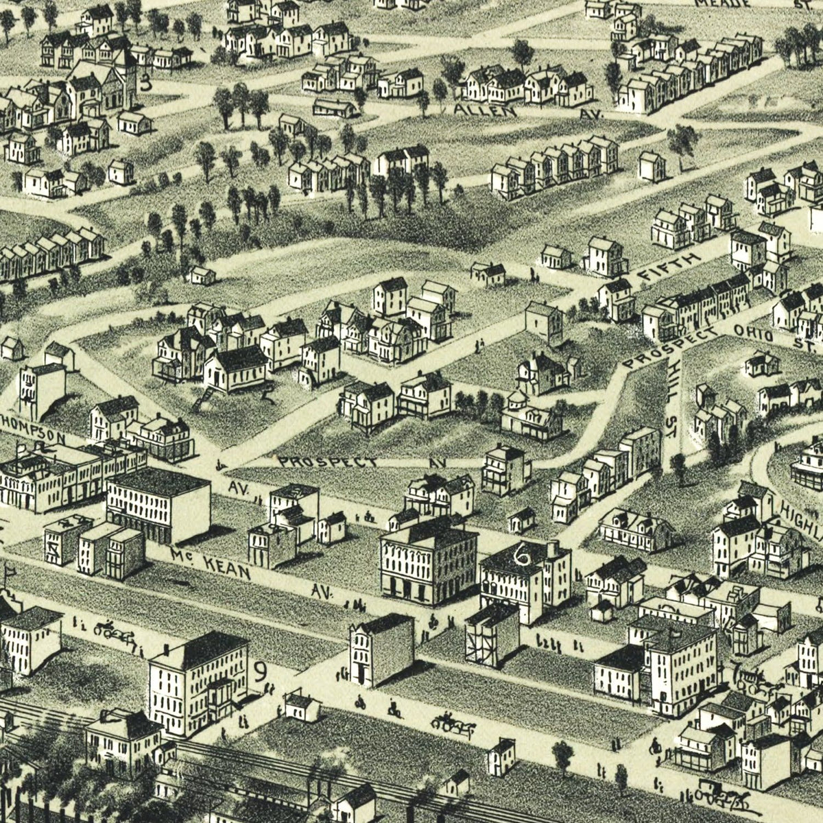 Restored historic details from the 1901 city map of Donora, Pennsylvania