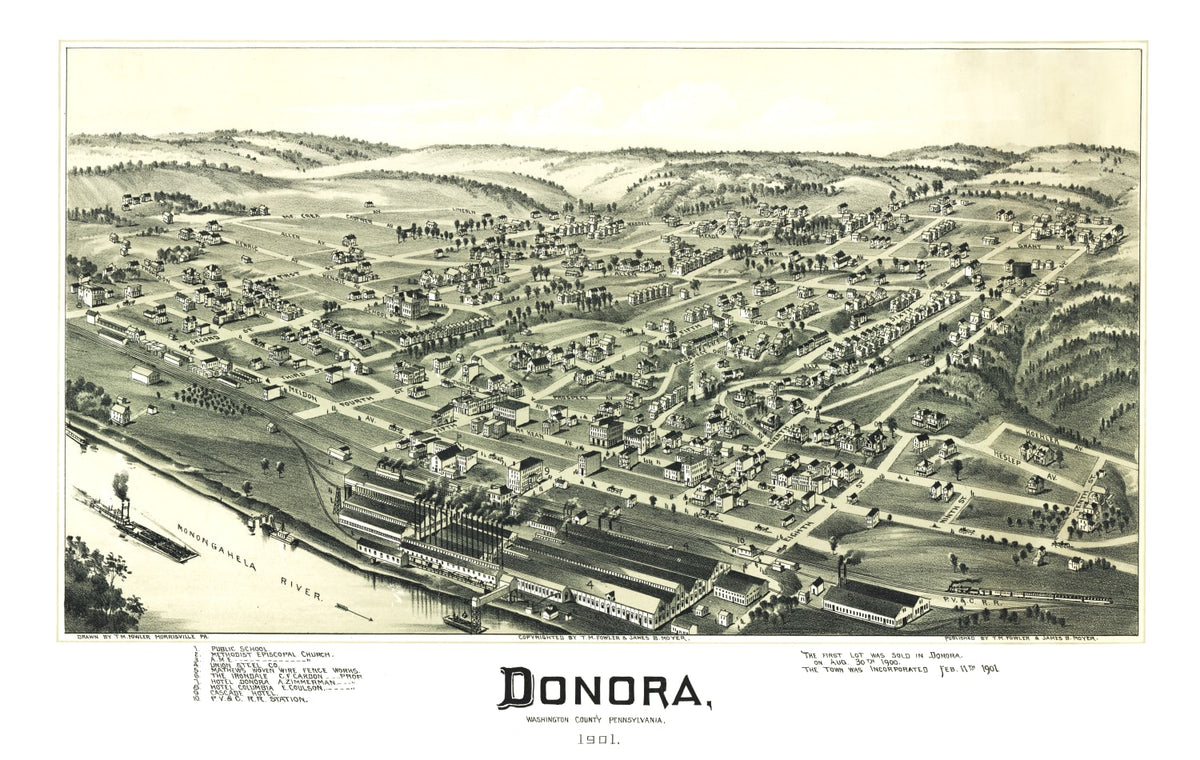 Preview of Vintage Map of Donora, Pennsylvania 1901