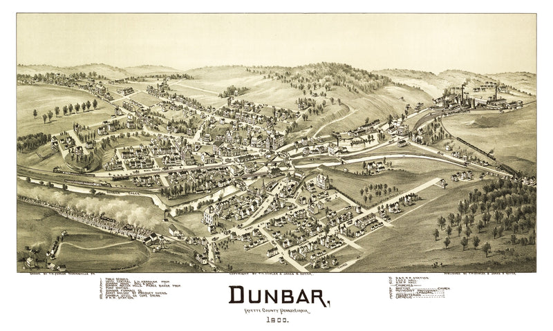Size comparison using Vintage Map of Dunbar, Pennsylvania 1900