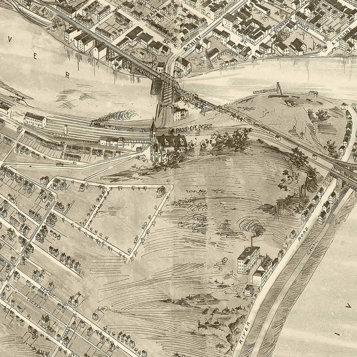 Restored historic details from the 1900 city map of Easton, Pennsylvania