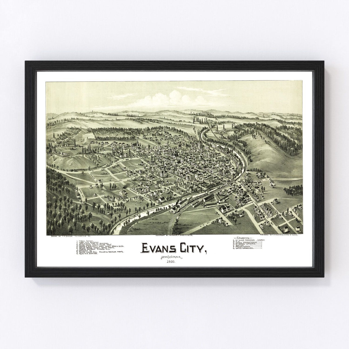 Evans City Vintage Map 1900