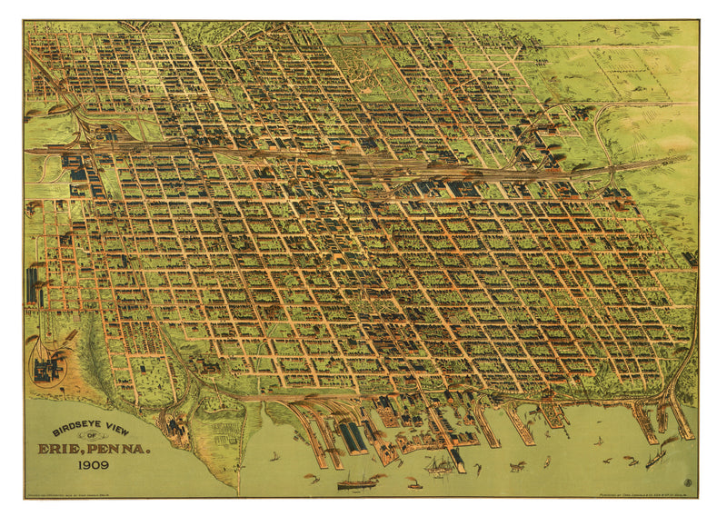 Size comparison using Vintage Map of Erie, Pennsylvania 1909