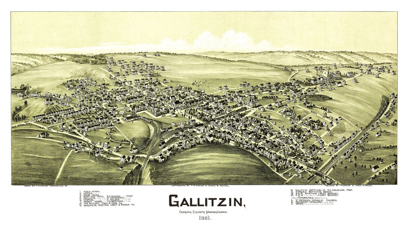 Size comparison using Vintage Map of Gallitzin, Pennsylvania 1901