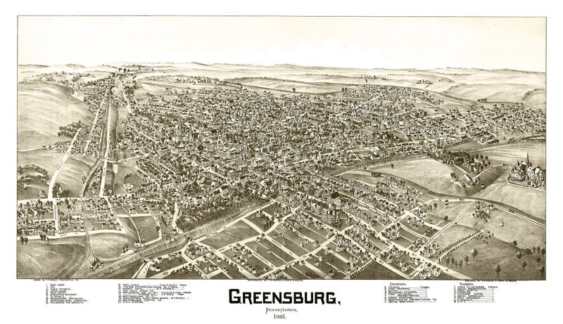 Size comparison using Vintage Map of Greensburg, Pennsylvania 1901