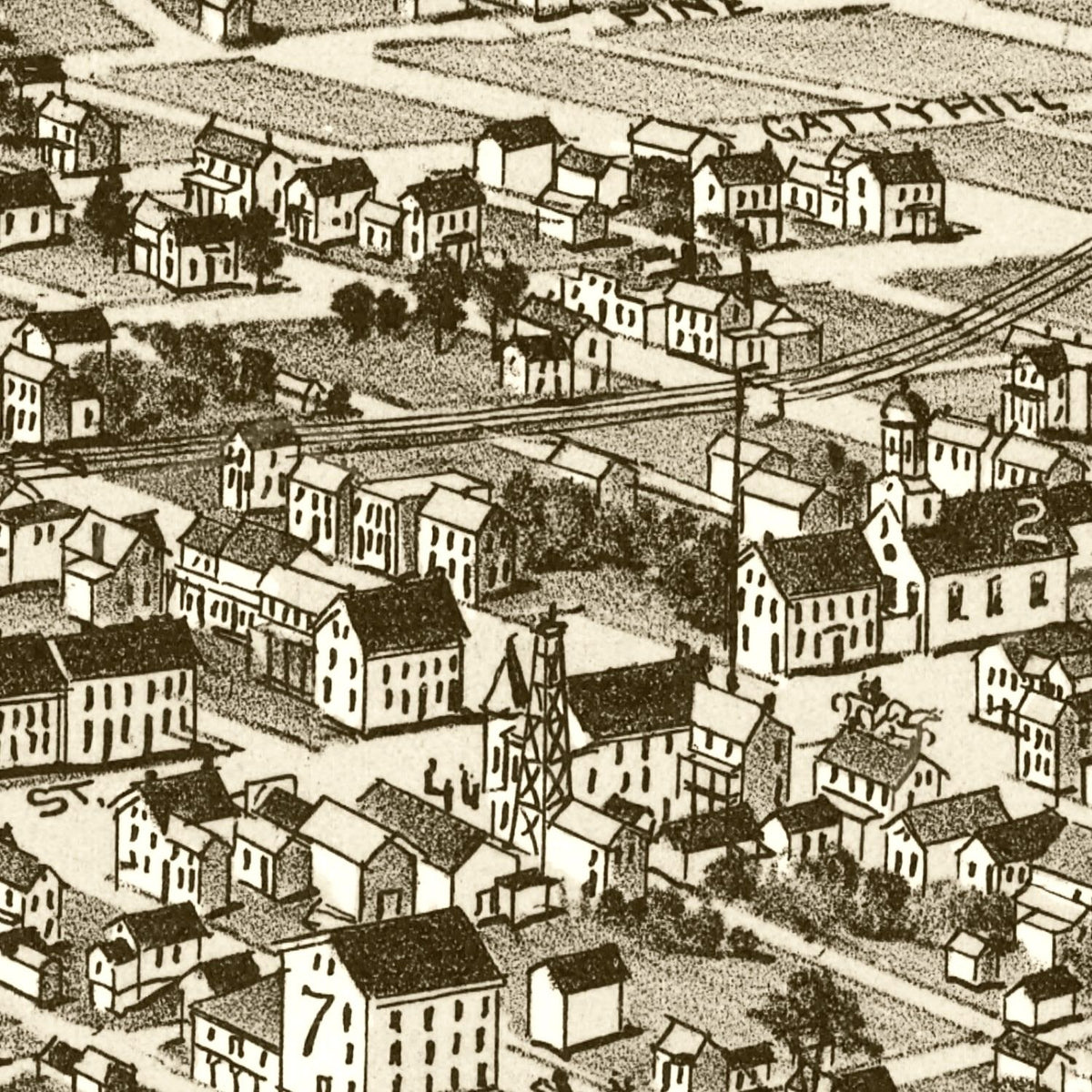 Restored historic details from the 1901 city map of Harmony, Pennsylvania