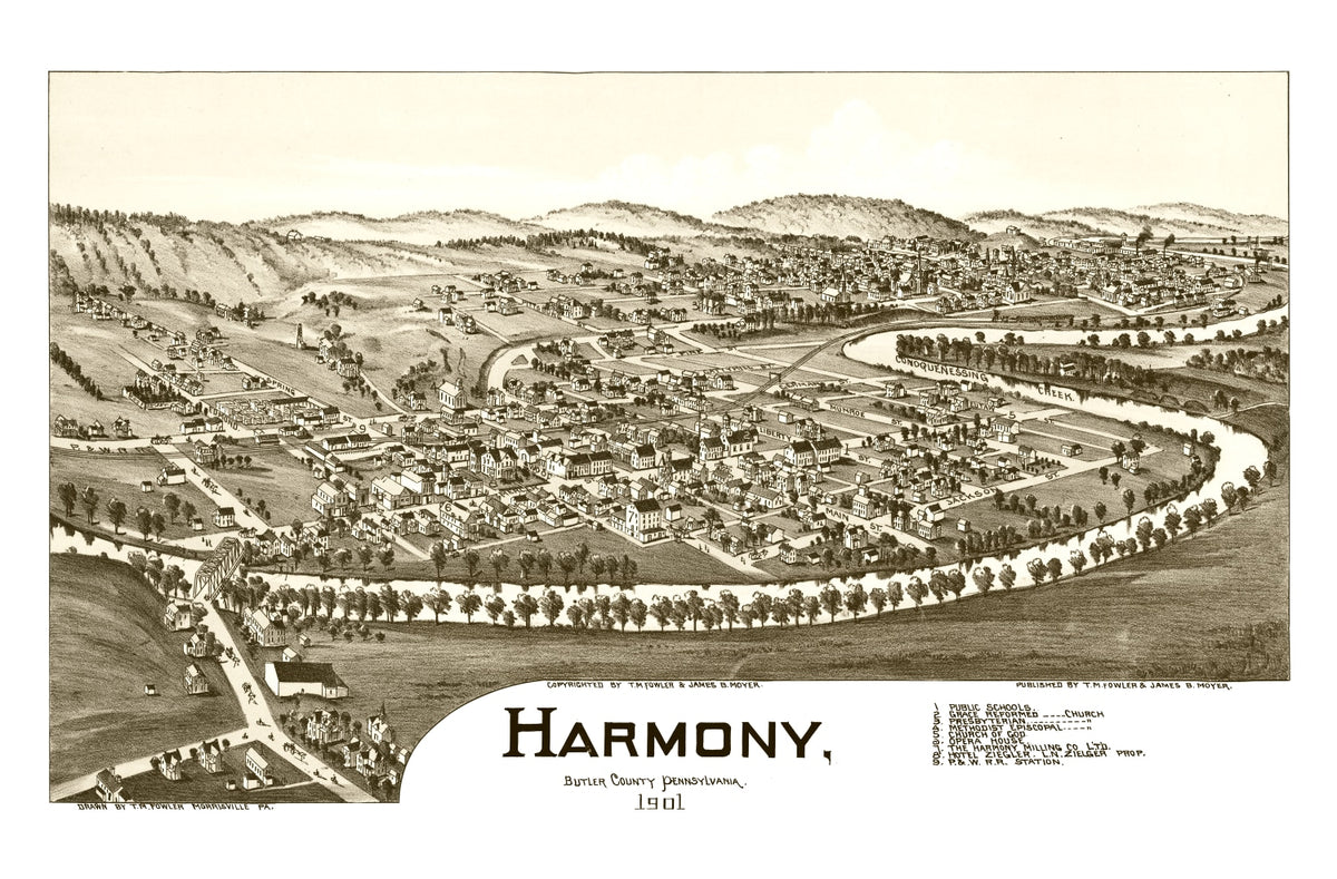 Preview of Vintage Map of Harmony, Pennsylvania 1901