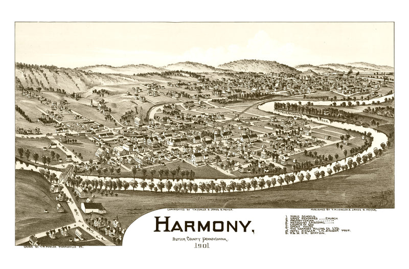 Size comparison using Vintage Map of Harmony, Pennsylvania 1901