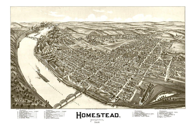 Size comparison using Vintage Map of Homestead, Pennsylvania 1902