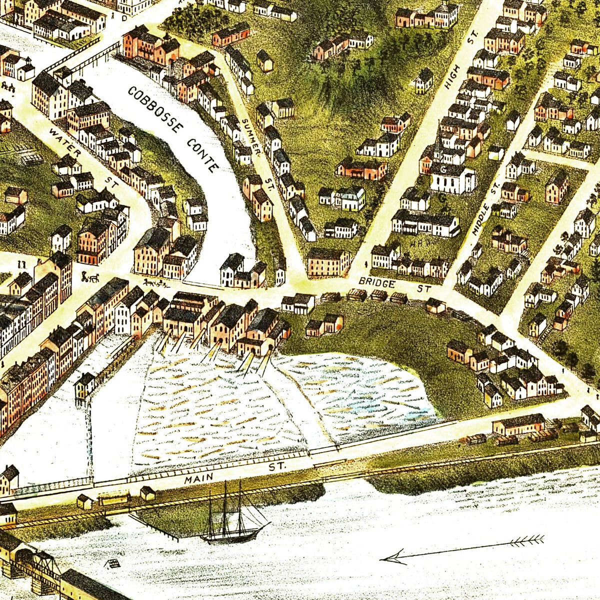 Restored historic details from the 1878 city map of Gardiner & Pittston, Maine