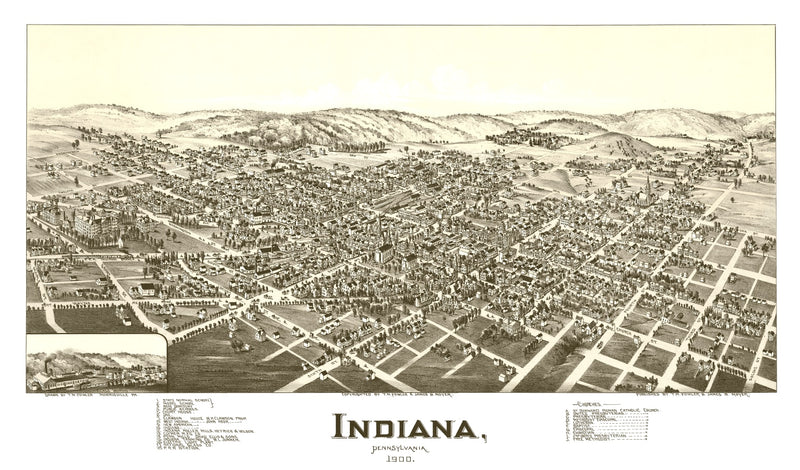 Size comparison using Vintage Map of Indiana, Pennsylvania 1900