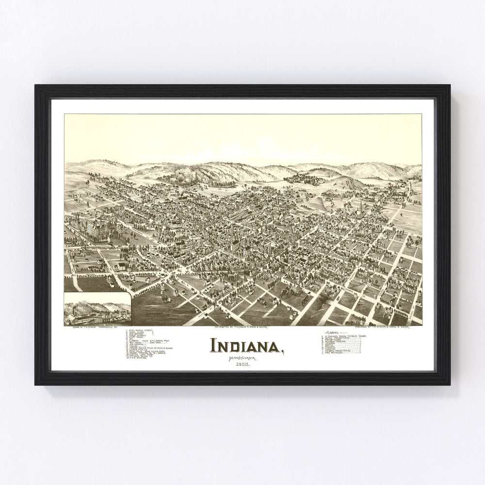 Indiana Vintage Map 1900