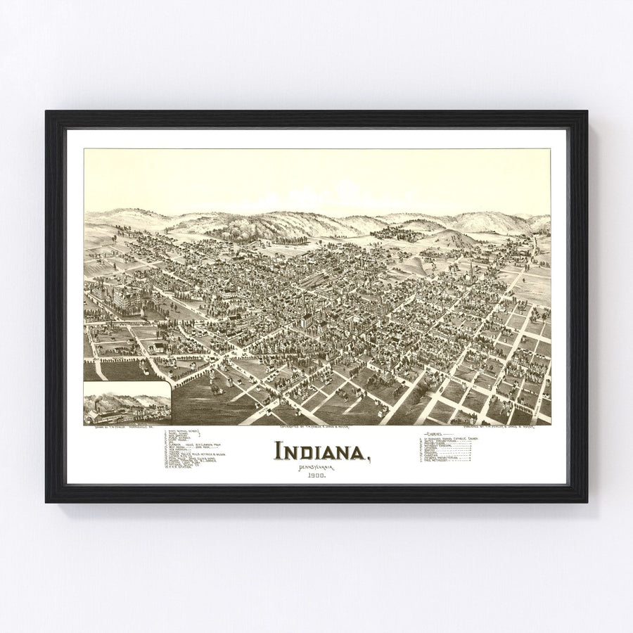 Indiana Vintage Map 1900