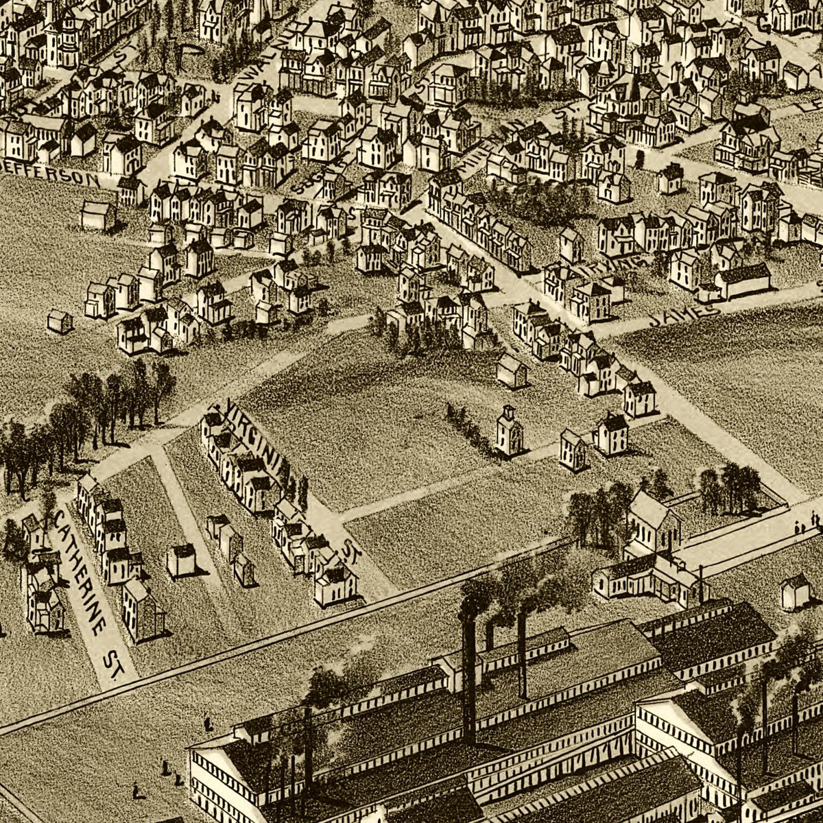 Restored historic details from the 1900 city map of Latrobe, Pennsylvania