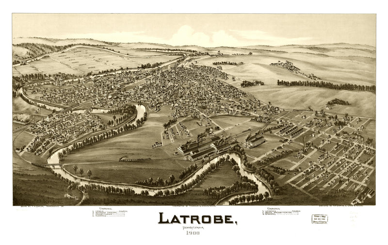 Size comparison using Vintage Map of Latrobe, Pennsylvania 1900