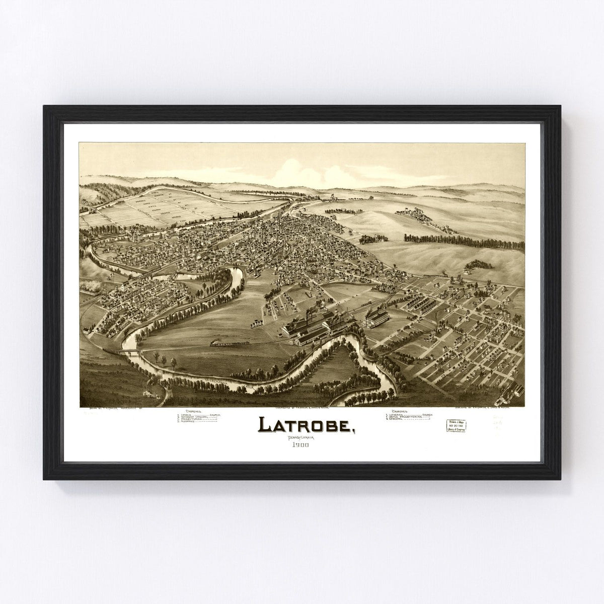 Latrobe Vintage Map 1900