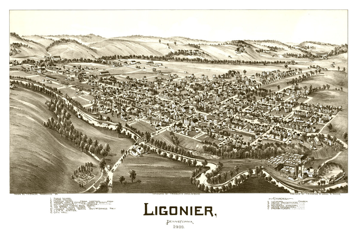 Preview of Vintage Map of Ligonier, Pennsylvania 1900