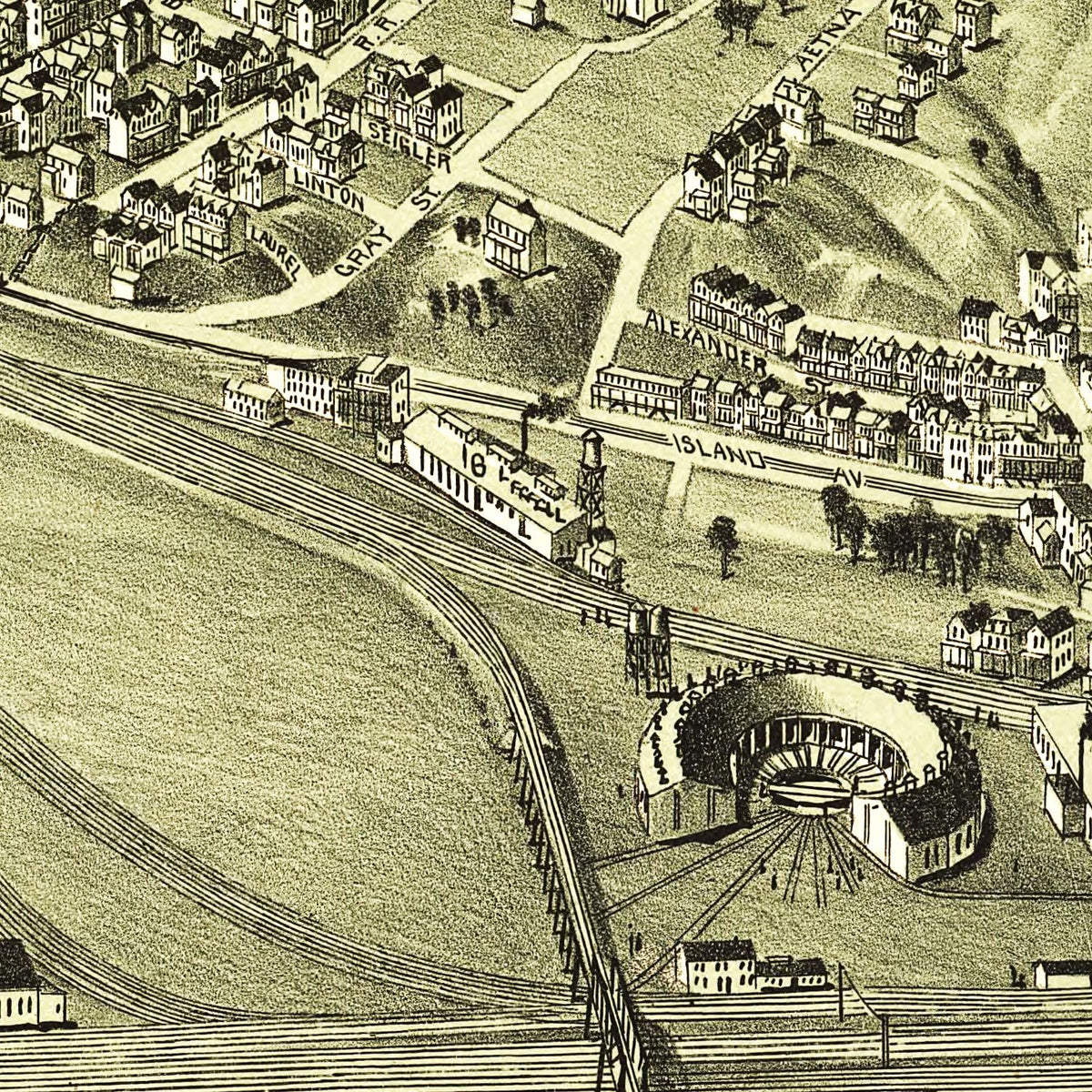 Restored historic details from the 1901 city map of McKee's Rocks, Pennsylvania