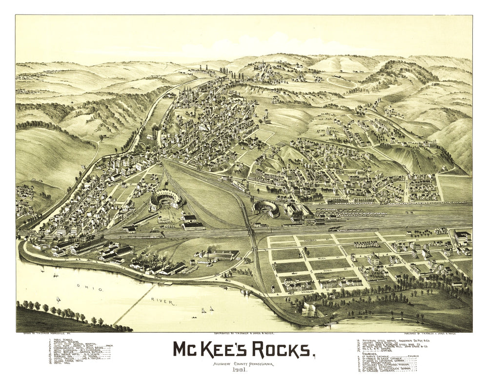 Vintage Map of McKee's Rocks, Pennsylvania 1901 print style example