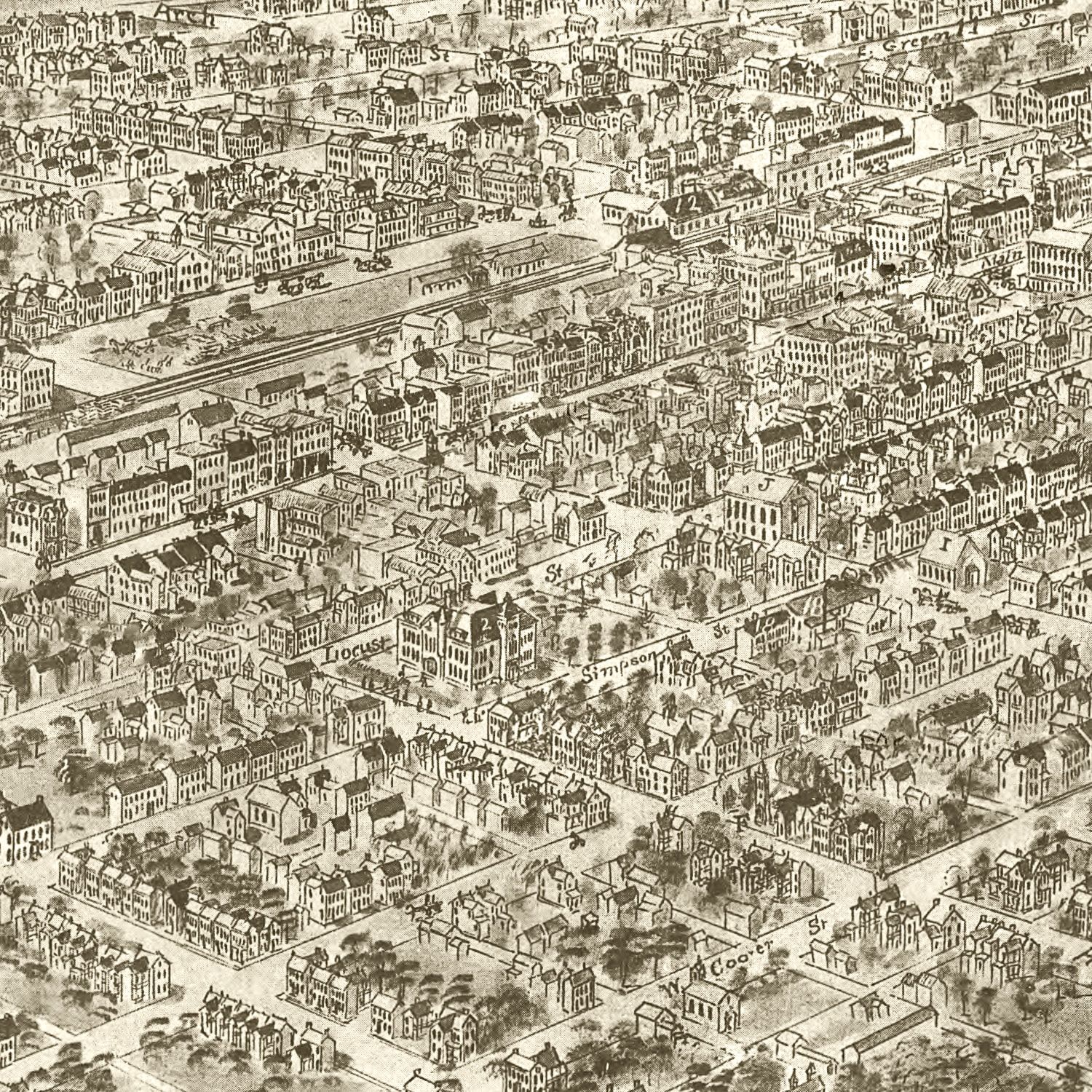 Restored historic details from the 1903 city map of Mechanicsburg, Pennsylvania