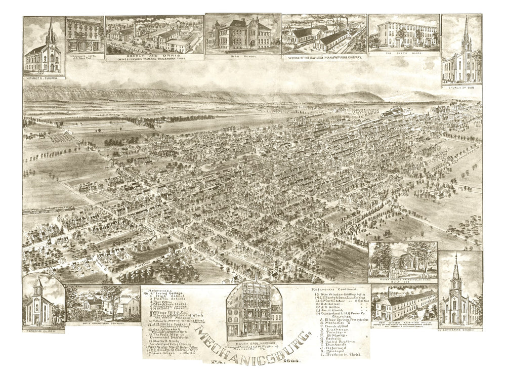 Vintage Map of Mechanicsburg, Pennsylvania 1903 print style example
