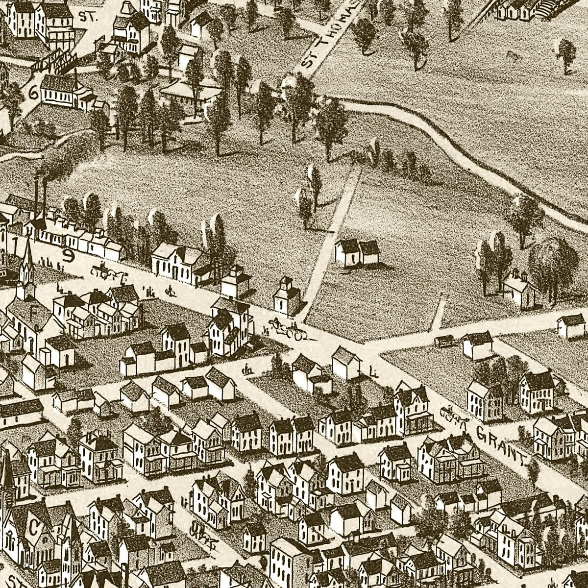 Restored historic details from the 1900 city map of Meyersdale, Pennsylvania