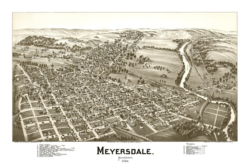 Size comparison using Vintage Map of Meyersdale, Pennsylvania 1900