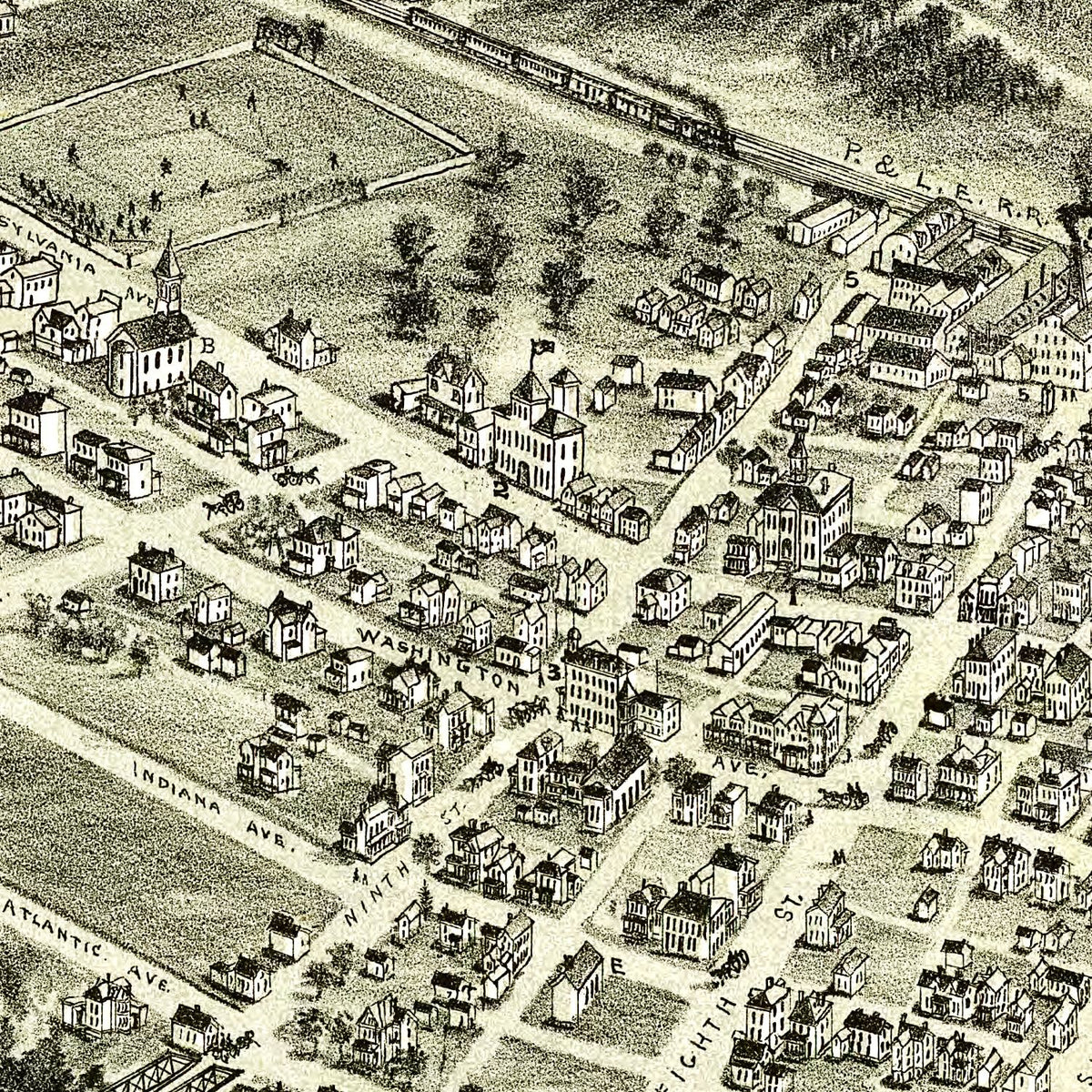 Restored historic details from the 1900 city map of Monaca, Pennsylvania
