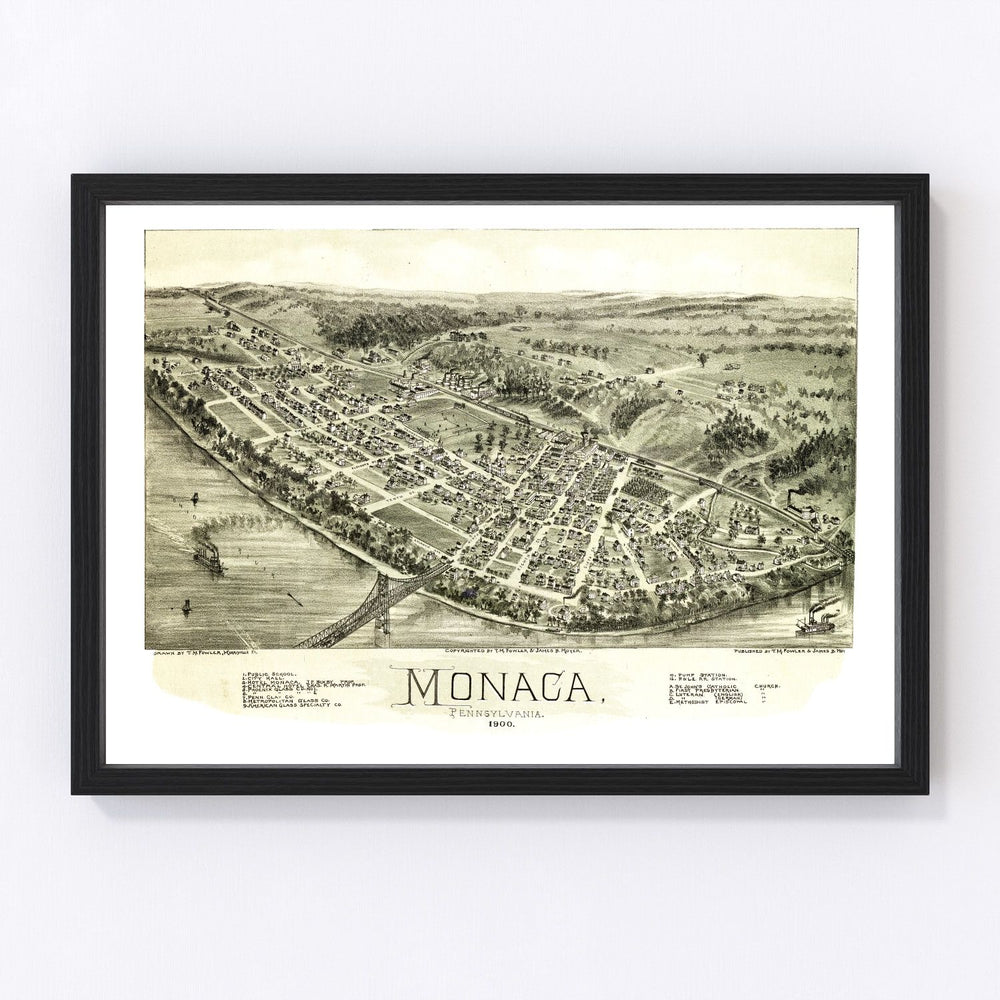 Monaca Vintage Map 1900
